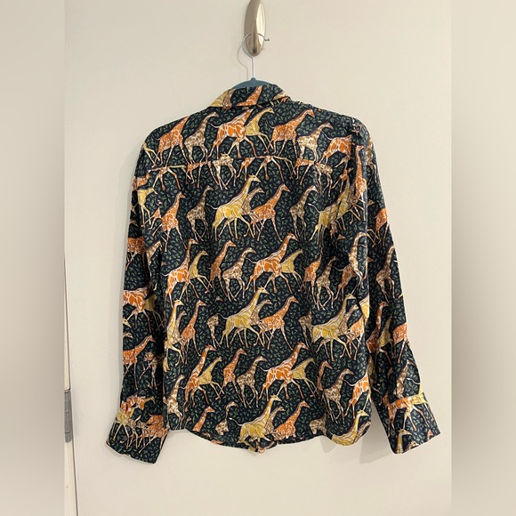 J.Crew Collection Silk Giraffe Print Button Up Shirt - Picture 3 of 7